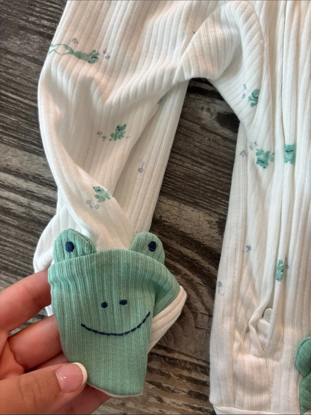 Carter's Footed Pajamas with Mint Green Frog Print